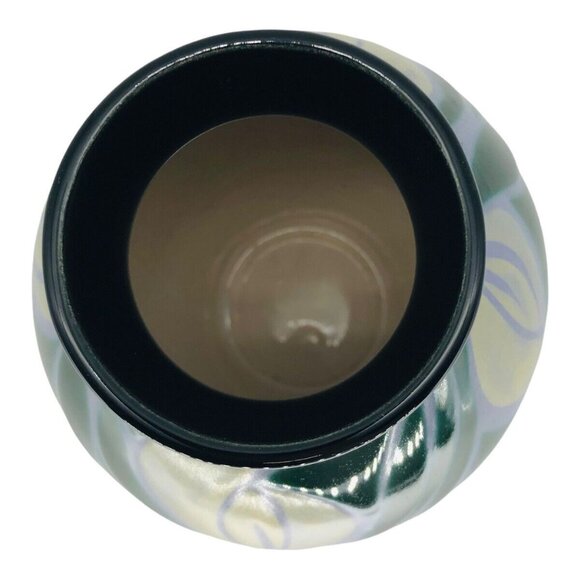 Vintage Japanese Tulip Vase Hand Painted Blue Yellow Green - Picture 5 of 6